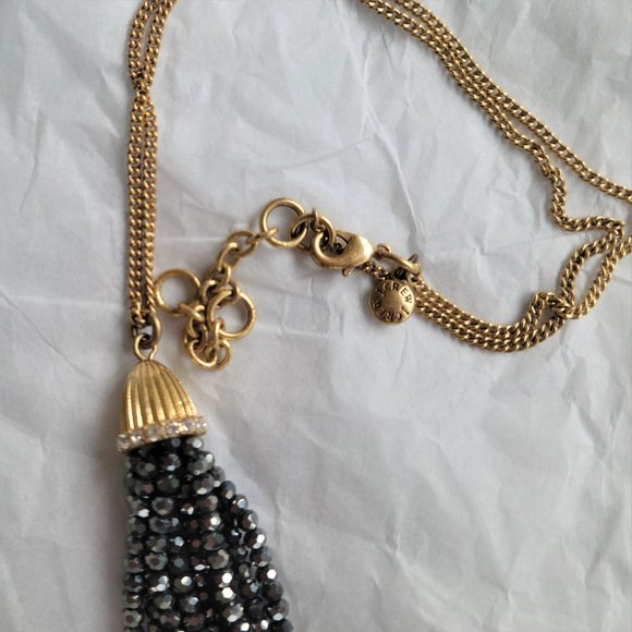 J. CREW Sparkle Beaded Tassel Necklace Pendant - Picture 4 of 4
